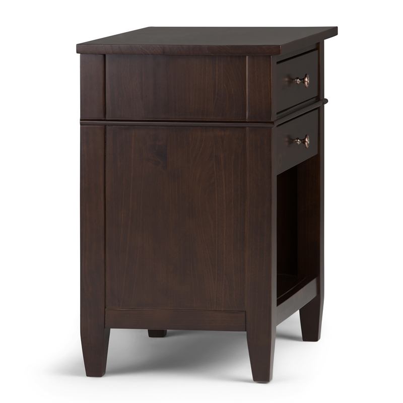 Pemberly Row Solid Wood Bedside Table in Tobacco Brown (Set of 2)