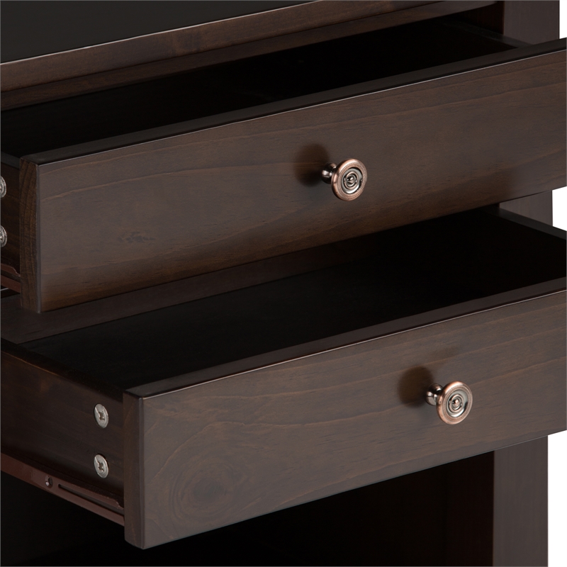 Pemberly Row Solid Wood Bedside Table in Tobacco Brown (Set of 2)