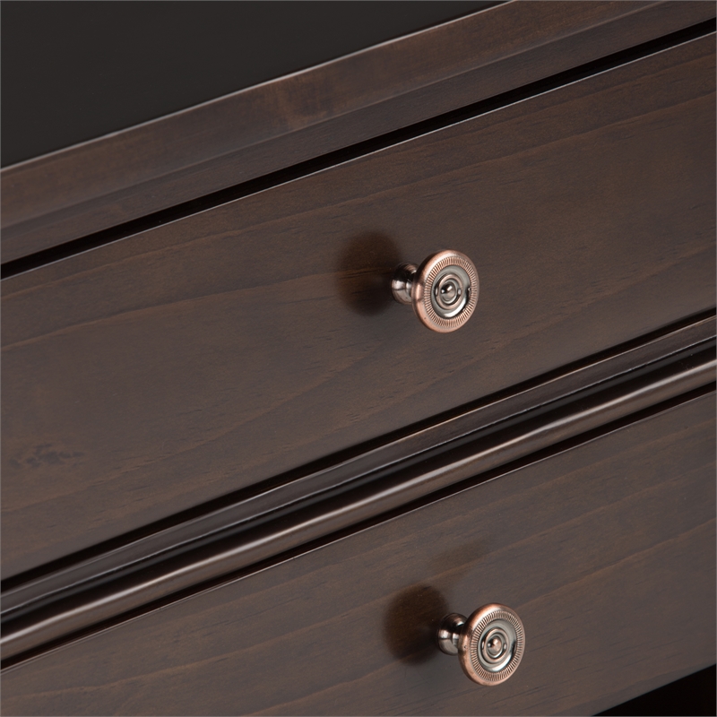 Pemberly Row Solid Wood Bedside Table in Tobacco Brown (Set of 2)