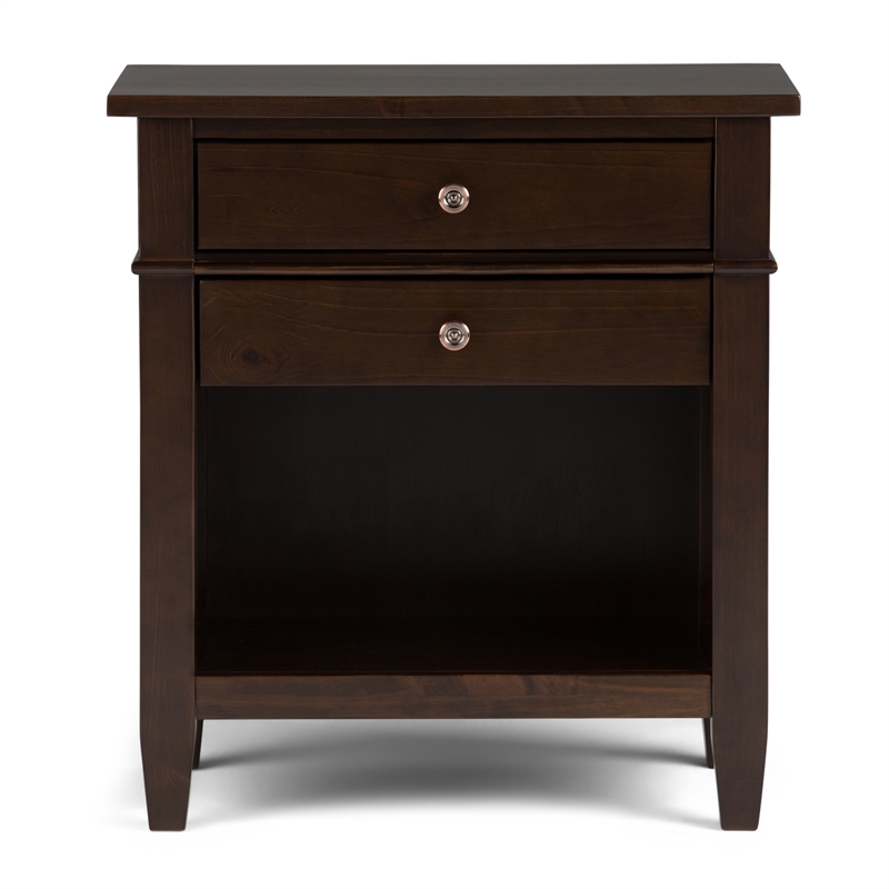 Pemberly Row Solid Wood Bedside Table in Tobacco Brown (Set of 2)