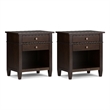 Pemberly Row Solid Wood Bedside Table in Tobacco Brown (Set of 2)