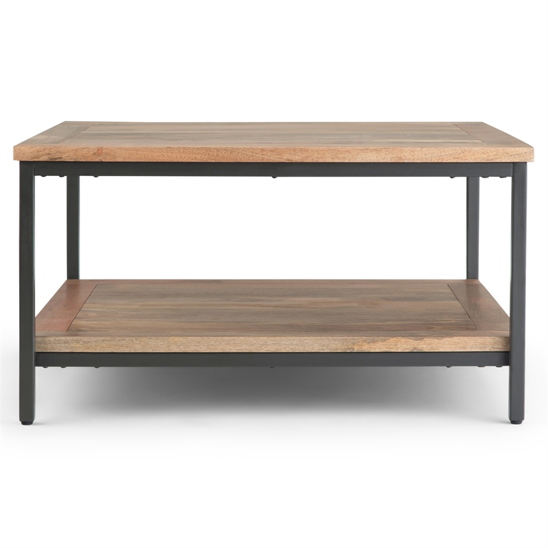 Pemberly Row Mango Wood Coffee Table & End Tables in Natural Finish Set of 3