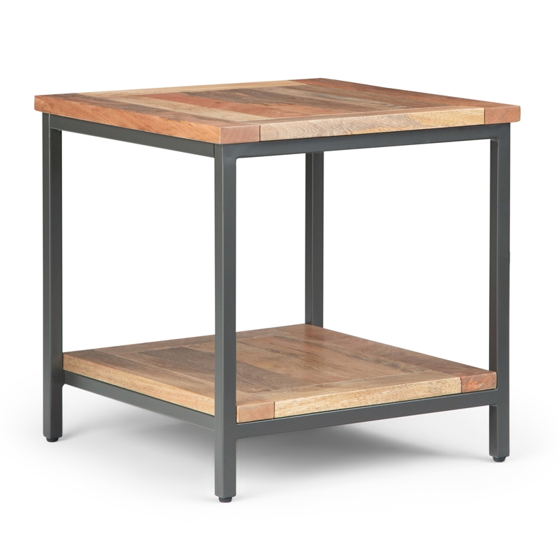 Pemberly Row Mango Wood Coffee Table & End Tables in Natural Finish Set of 3