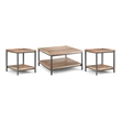 Pemberly Row Mango Wood Coffee Table & End Tables in Natural Finish Set of 3