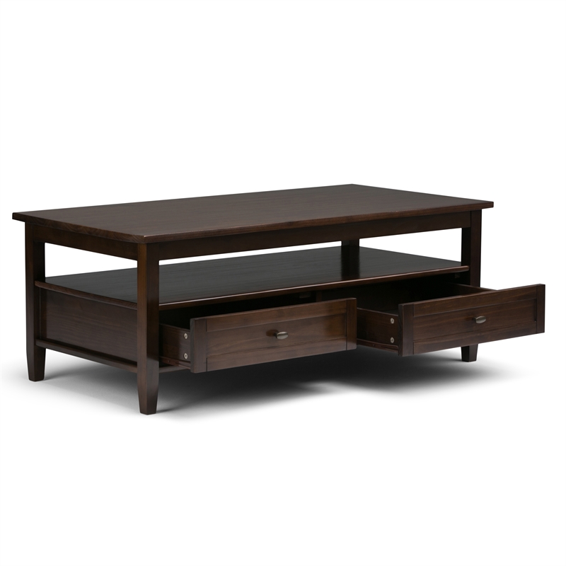 Pemberly Row Wood 3-Piece Coffee Table and End Table Set in Tobacco Brown