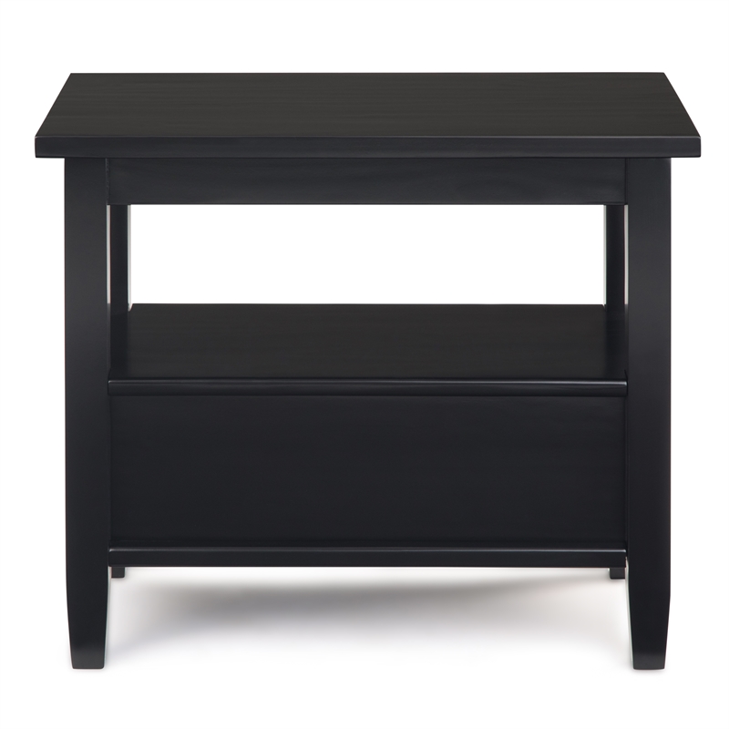 Pemberly Row Solid Wood Narrow End Table Set of 2 in Black