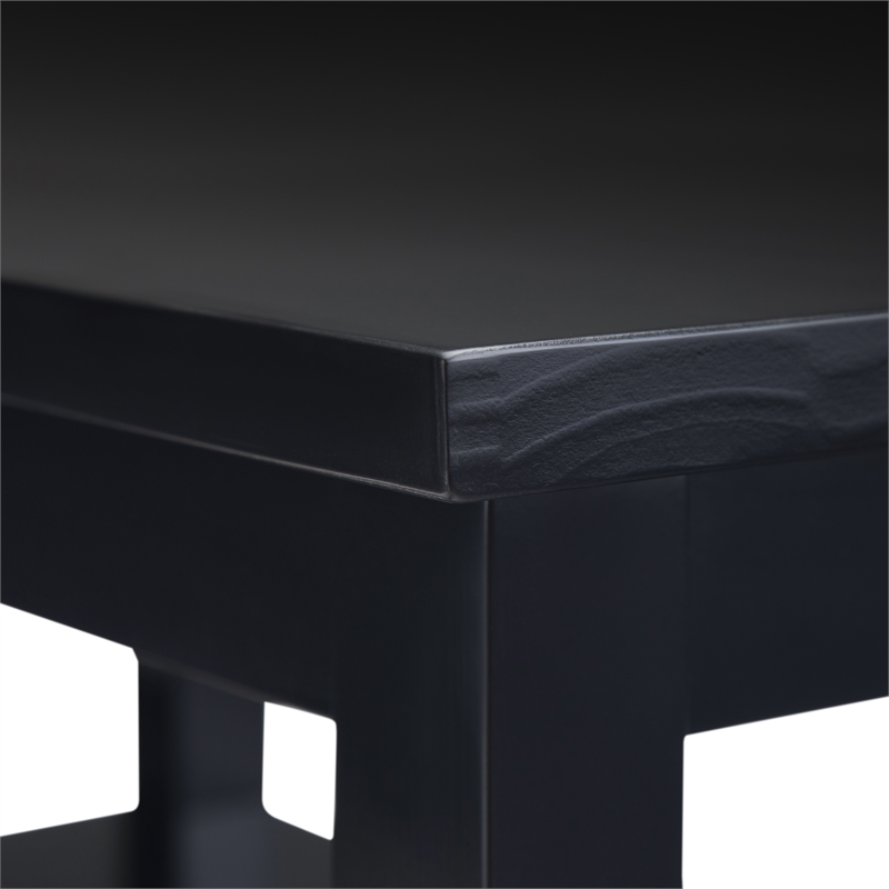 Pemberly Row Solid Wood Narrow End Table Set of 2 in Black