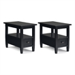 Pemberly Row Solid Wood Narrow End Table Set of 2 in Black