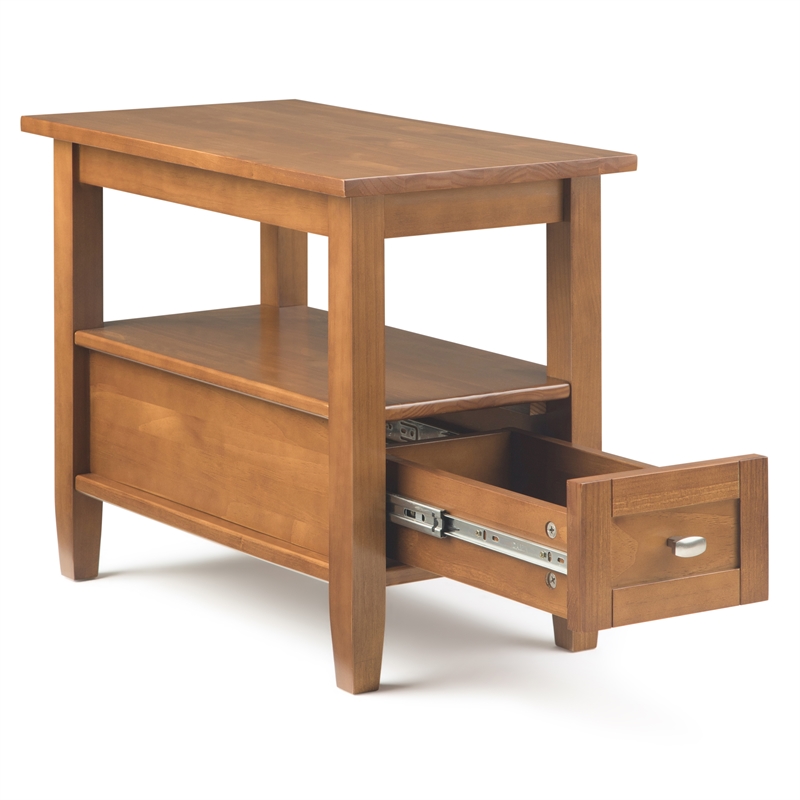 Pemberly Row Solid Wood Narrow End Table Set of 2 in Light Golden Brown