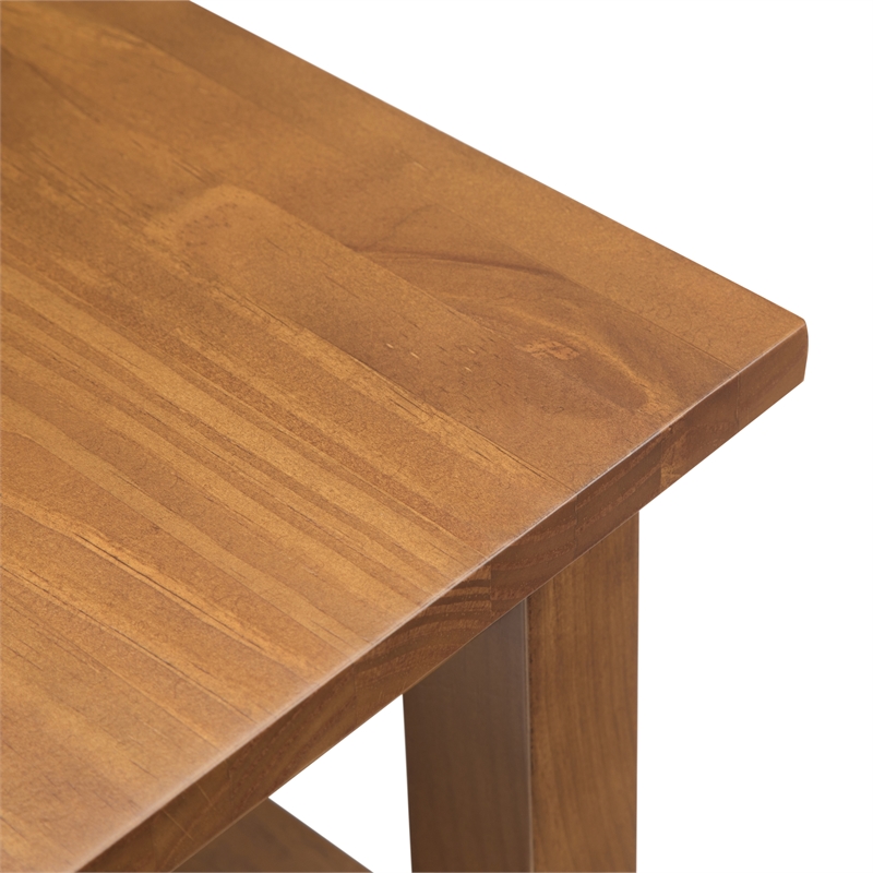 Pemberly Row Solid Wood Narrow End Table Set of 2 in Light Golden Brown