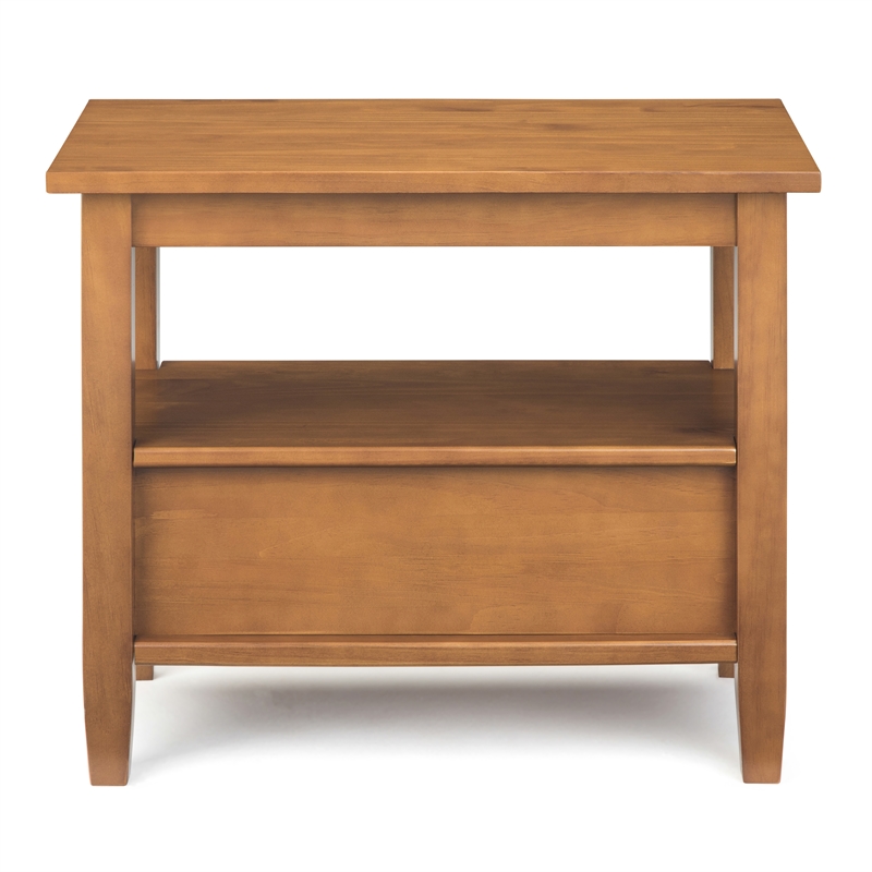 Pemberly Row Solid Wood Narrow End Table Set of 2 in Light Golden Brown