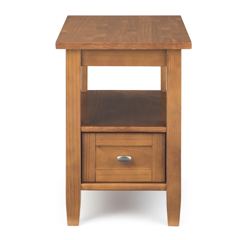 Pemberly Row Solid Wood Narrow End Table Set of 2 in Light Golden Brown