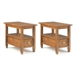 Pemberly Row Solid Wood Narrow End Table Set of 2 in Light Golden Brown