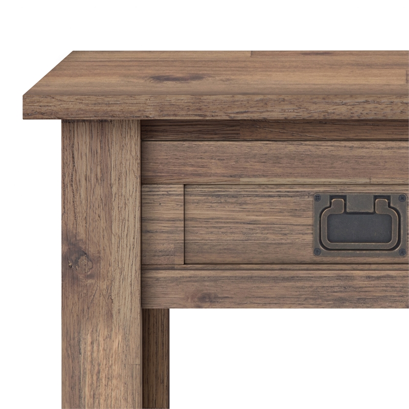 Pemberly Row Solid Acacia End Tables in Natural Aged Brown (Set of 2)