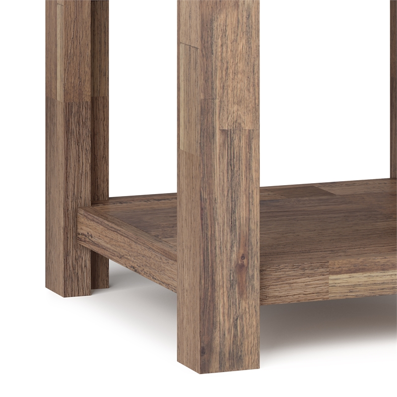 Pemberly Row Solid Acacia End Tables in Natural Aged Brown (Set of 2)
