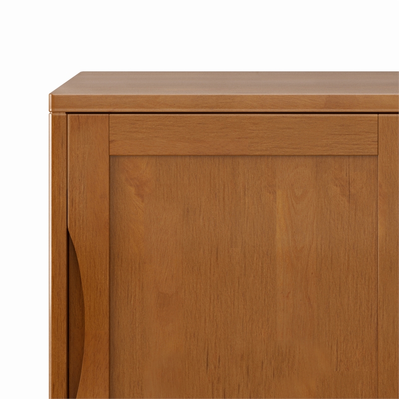 Pemberly Row Solid Hardwood Storage Cabinets Set of 2 in Teak Brown