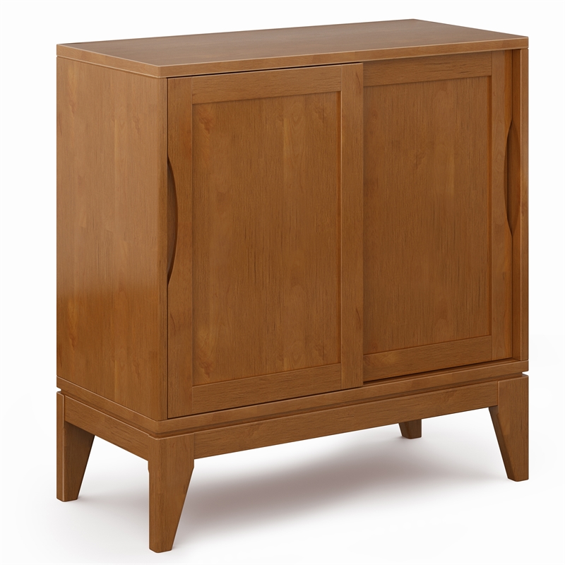 Pemberly Row Solid Hardwood Storage Cabinets Set of 2 in Teak Brown