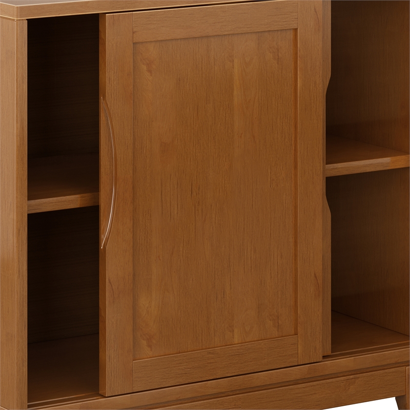 Pemberly Row Solid Hardwood Storage Cabinets Set of 2 in Teak Brown