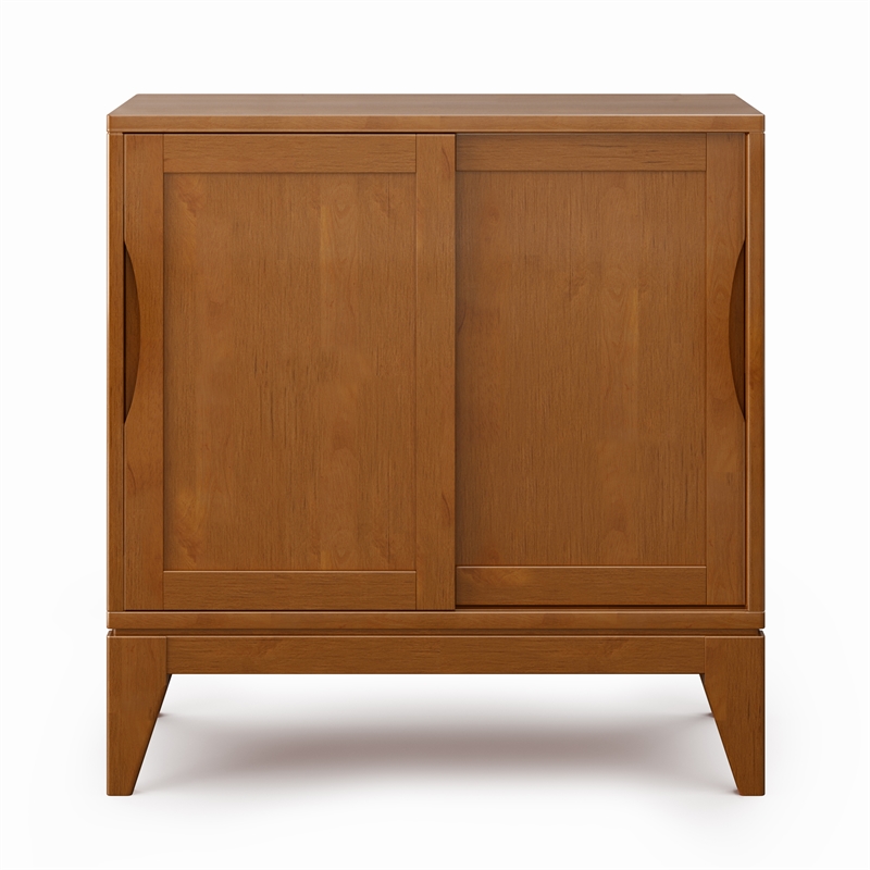 Pemberly Row Solid Hardwood Storage Cabinets Set of 2 in Teak Brown
