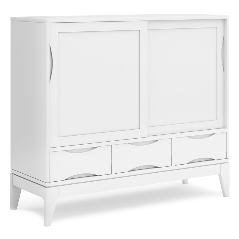 Pemberly Row Tall Storage Cabinet Set of 2 with Drawers in White