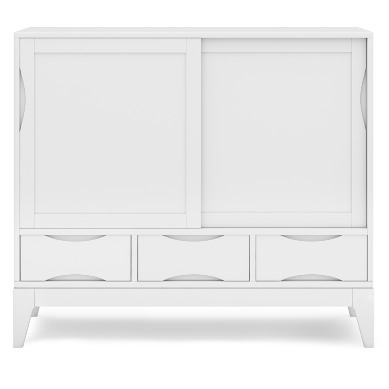 Pemberly Row Tall Storage Cabinet Set of 2 with Drawers in White