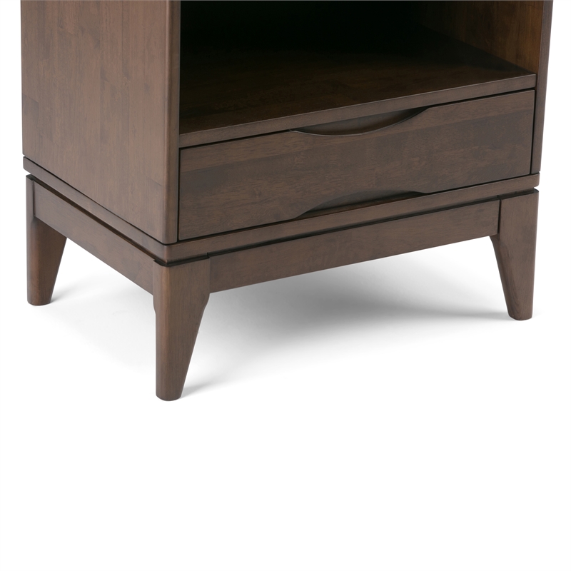 Pemberly Row 24W 4-Shelf Bookcase with Drawer Set of 2 in Walnut Brown