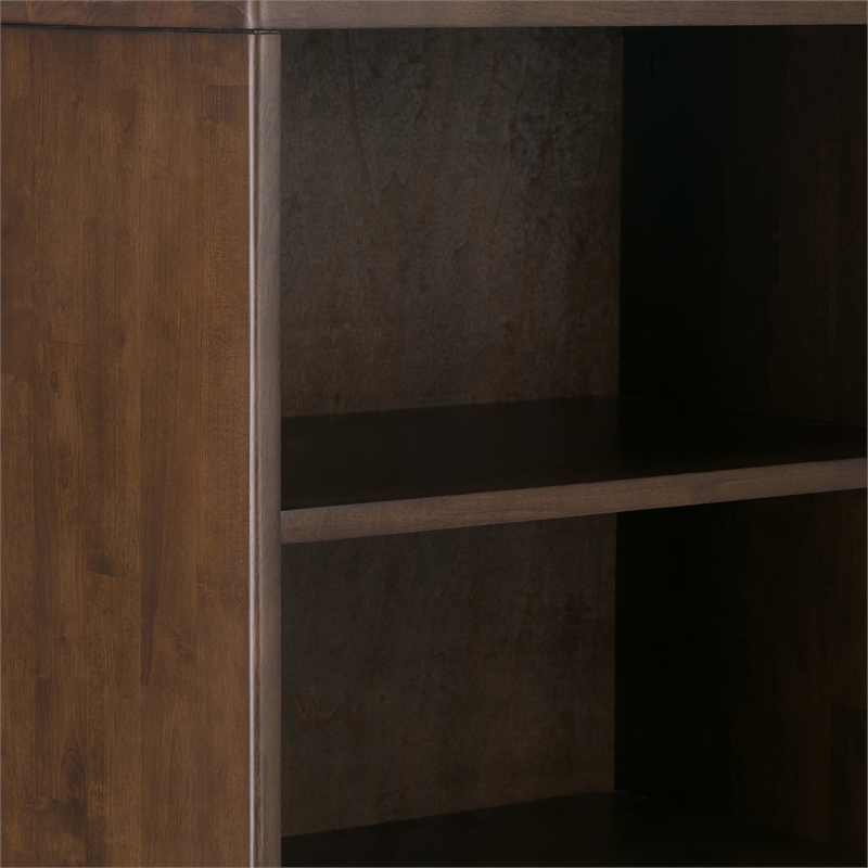Pemberly Row 24W 4-Shelf Bookcase with Drawer Set of 2 in Walnut Brown