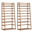 Pemberly Row Ladder Bookshelf Set of 2 Wood Light Golden Brown 30