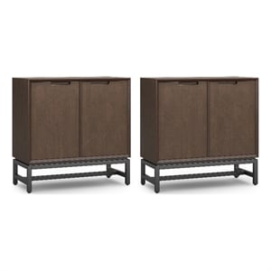 Pemberly Row Hardwood Storage Cabinet Set of 2 Wood Walnut Brown 32&quotW