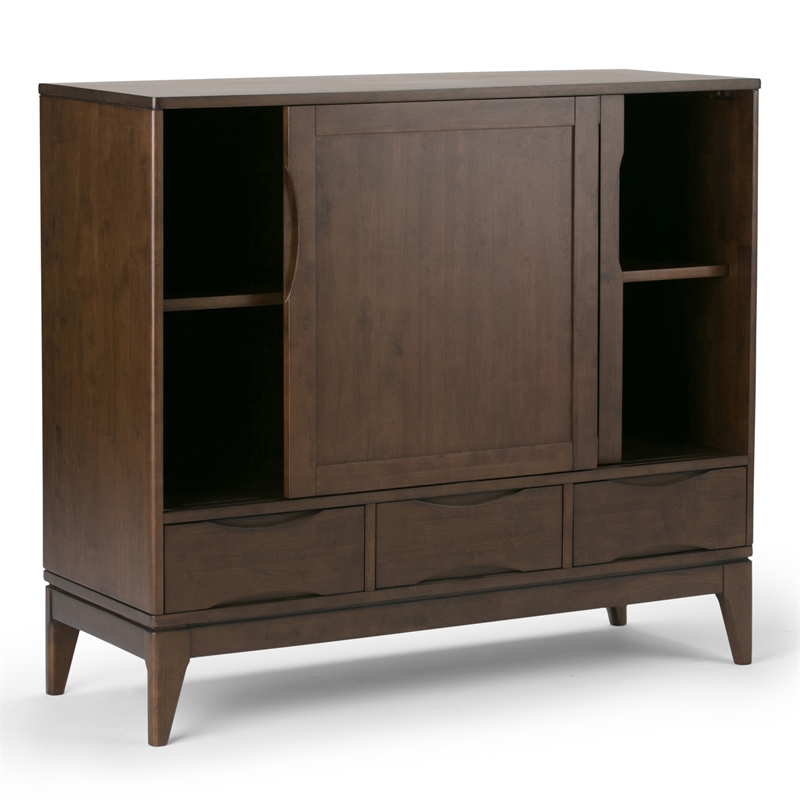 Pemberly Row Medium Storage Cabinet Set of 2 in Walnut Brown Wood
