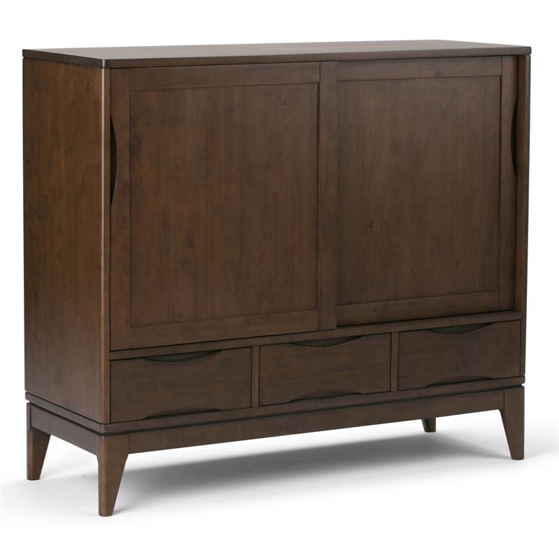 Pemberly Row Medium Storage Cabinet Set of 2 in Walnut Brown Wood