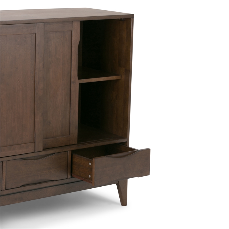 Pemberly Row Medium Storage Cabinet Set of 2 in Walnut Brown Wood