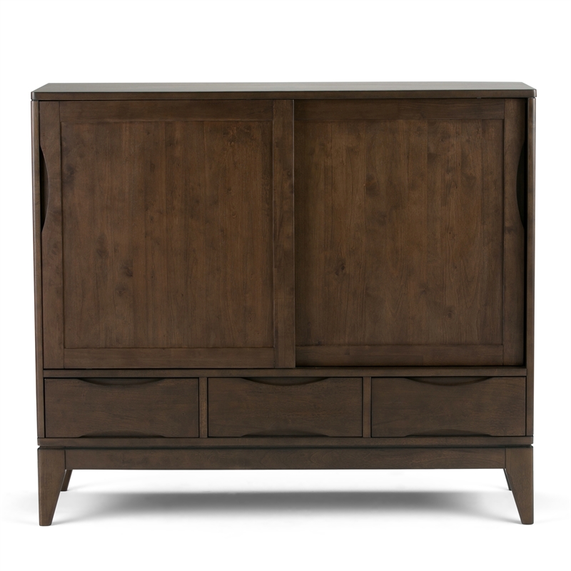 Pemberly Row Medium Storage Cabinet Set of 2 in Walnut Brown Wood
