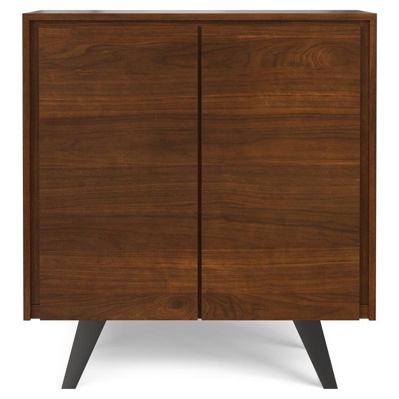 Pemberly Row Metal Tall Storage Cabinet Set of 2 with Doors in Walnut Veneer