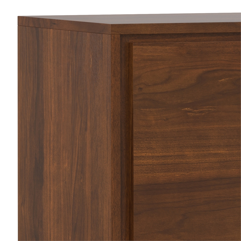 Pemberly Row Metal Tall Storage Cabinet Set of 2 with Doors in Walnut Veneer