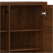 Pemberly Row Metal Tall Storage Cabinet Set of 2 with Doors in Walnut Veneer