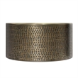 Pemberly Row Boho Coffee Table 32 in Round Drum in Hammered Antique Gold