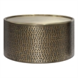 Pemberly Row Boho Coffee Table 32 in Round Drum in Hammered Antique Gold