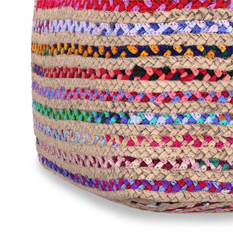 Pemberly Row Boho Pouf in Multicolor Jute Cotton Blend 20