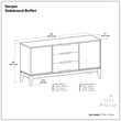 Pemberly Row Mid-Century Hardwood Sideboard Buffet in Teak Brown Finish 60