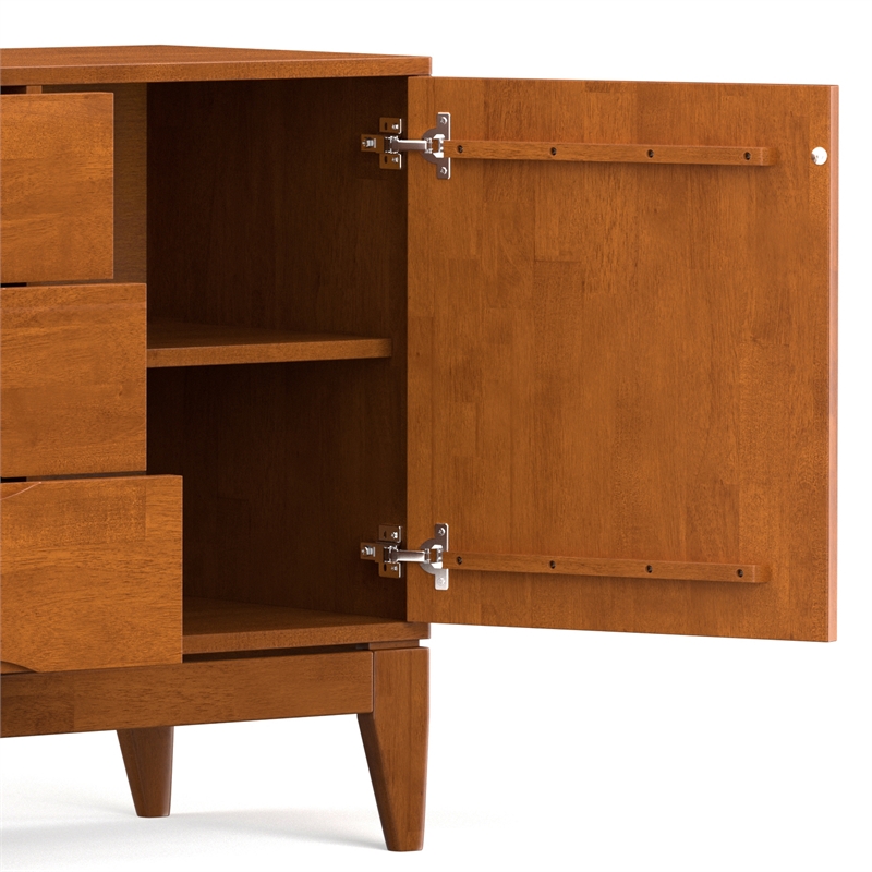 Pemberly Row Mid-Century Hardwood Sideboard Buffet in Teak Brown Finish 60
