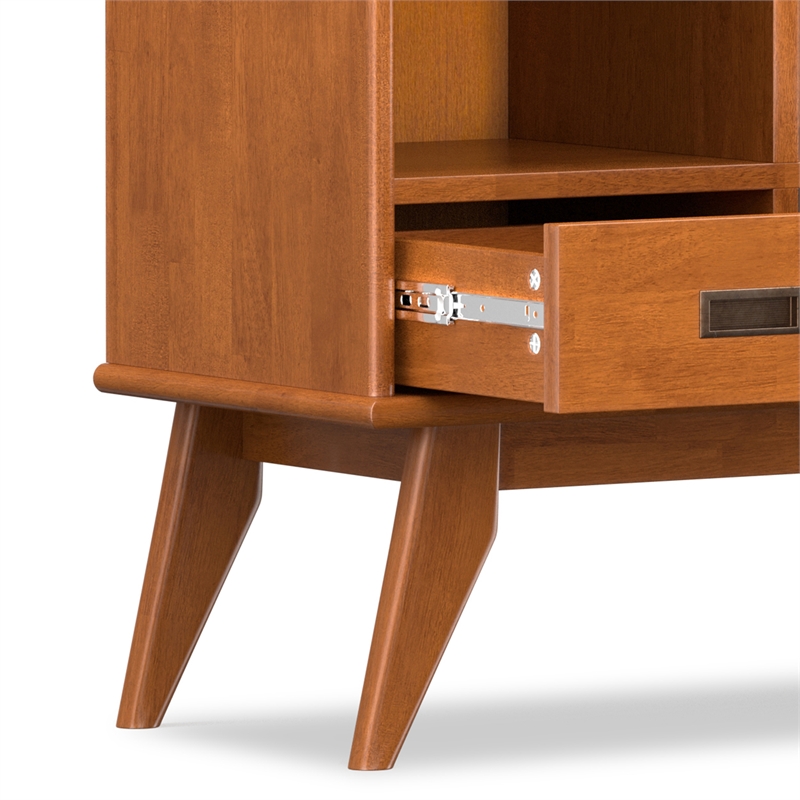 Pemberly Row Mid-Century Hardwood Bookcase with Drawers in Teak Brown 42