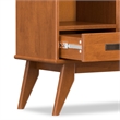 Pemberly Row Mid-Century Hardwood Bookcase with Drawers in Teak Brown 42