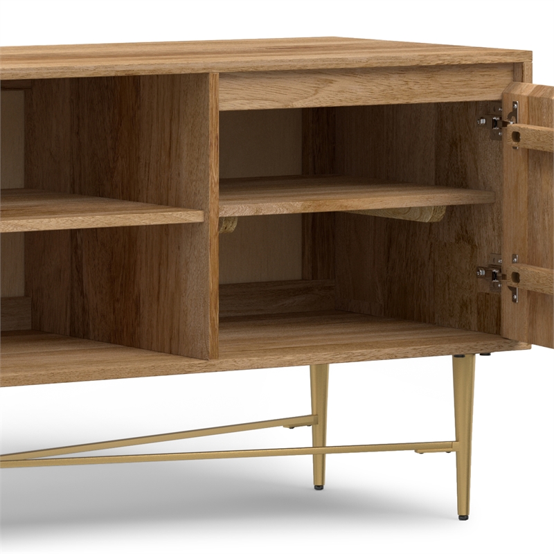 Pemberly Row 60 Inch Wood TV Stand in Natural for TVs up to 65 Inches