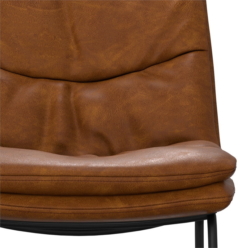 Pemberly Row Modern Bar Stool Set of 2 in Camel Brown Faux Leather