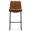 Pemberly Row Modern Bar Stool Set of 2 in Camel Brown Faux Leather