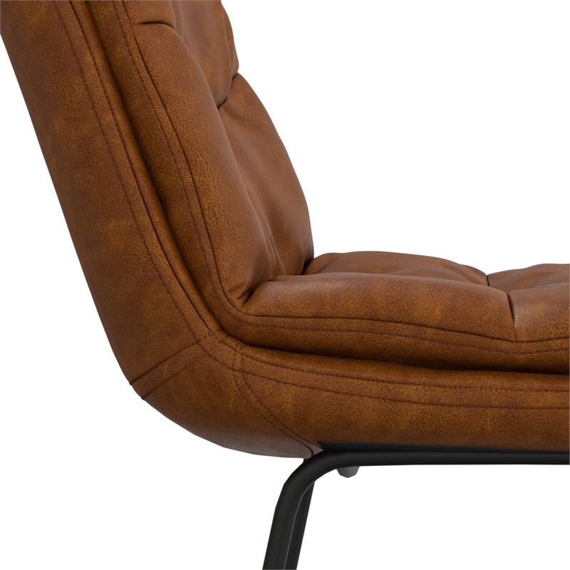 Pemberly Row Modern Bar Stool Set of 2 in Camel Brown Faux Leather