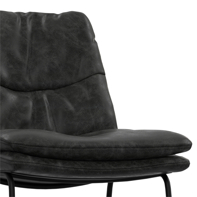 Pemberly Row Modern Bar Stool Set of 2 in Charcoal Gray Faux Leather