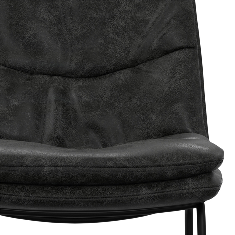 Pemberly Row Modern Bar Stool Set of 2 in Charcoal Gray Faux Leather