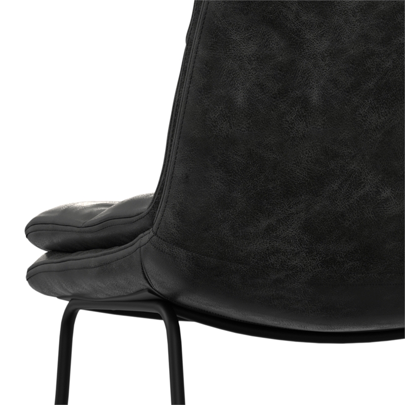 Pemberly Row Modern Bar Stool Set of 2 in Charcoal Gray Faux Leather